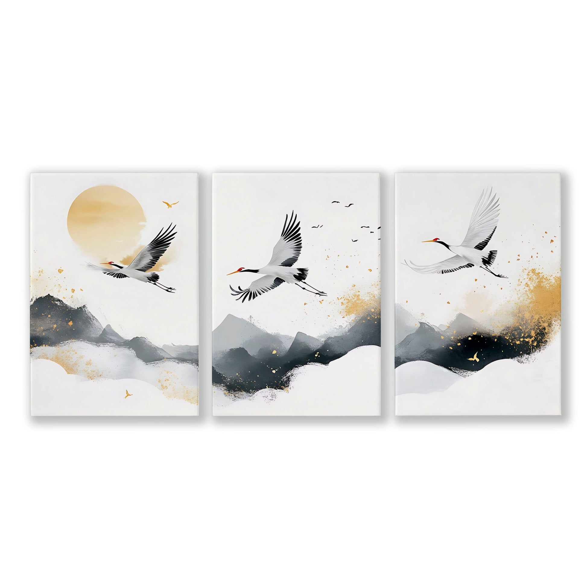 Big Wall Art For Bedroom | Set of 3 Asian Inspired Wall art Prints