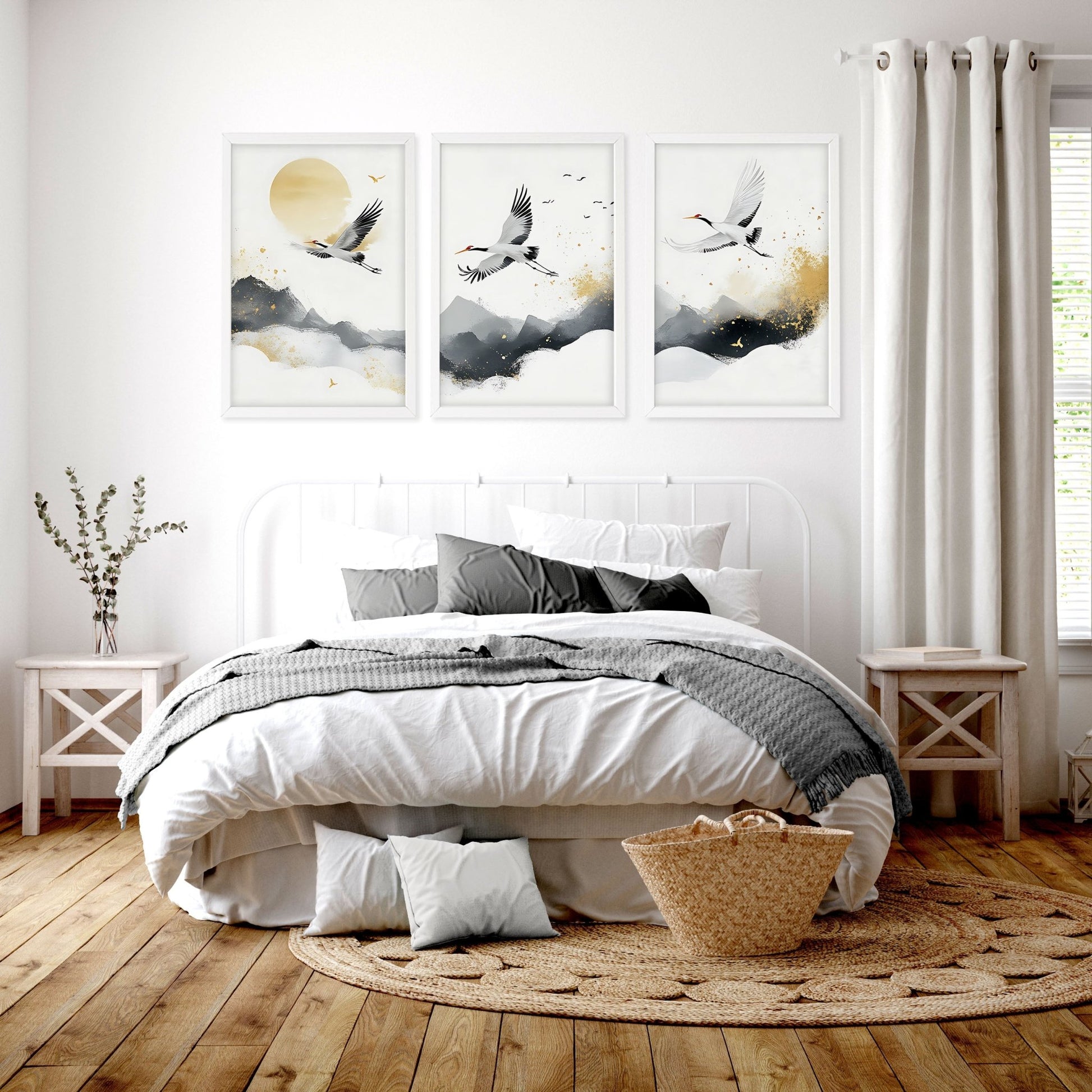 Big Wall Art For Bedroom | Set of 3 Asian Inspired Wall art Prints