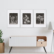 Big Wall Art for Living Room French Country Botanical Dark Floral White Wildflowers displayed on a wall in a styled room — view 12