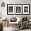 Big Wall Art for Living Room French Country Botanical Dark Floral White Wildflowers displayed on a wall in a styled room — view 13