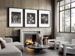 Big Wall Art for Living Room French Country Botanical Dark Floral White Wildflowers displayed on a wall in a styled room — view 15