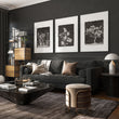 Big Wall Art for Living Room French Country Botanical Dark Floral White Wildflowers displayed on a wall in a styled room — view 7