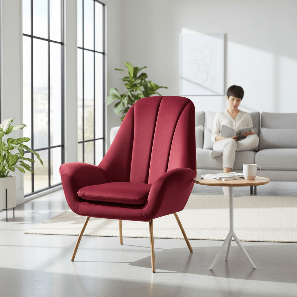 Billi Wine Velvet Lounge Chair