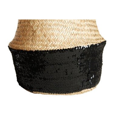 Black And Natural Small Seagrass Basket