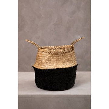 Black And Natural Small Seagrass Basket