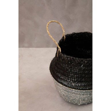 Black And Silver Small Seagrass Basket