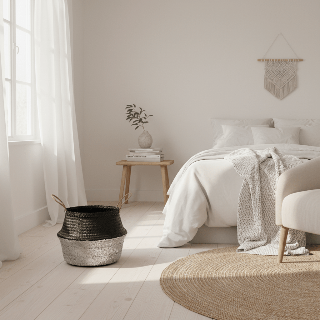 Black And Silver Small Seagrass Basket