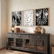 Black and White Photography Wildlife wall art | Elephants, Birds & Zebra displayed on a wall in a styled room — view 6