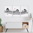 Black and White wall art for Living Room | Japanese Ink Landscape with Red Moon displayed on a wall in a styled room — view 11