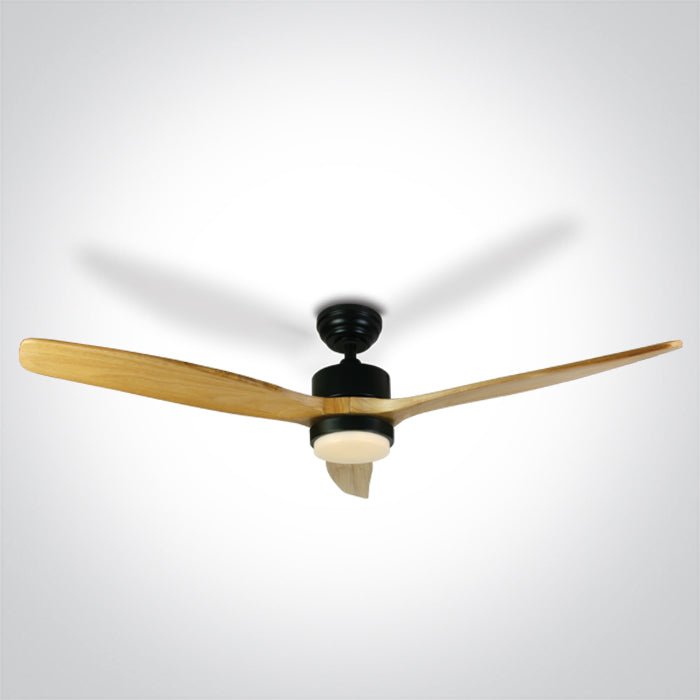 Black Body Ceiling Fans Light Wood Blades - 6308L