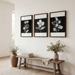 Black Framed Picture French Country Botanical Floral wall art displayed on a wall in a styled room