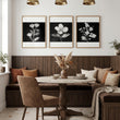 Black Framed Wall Art French Country Botanical Floral wall art displayed on a wall in a styled room — view 2