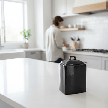 Black Text Coffee Jar