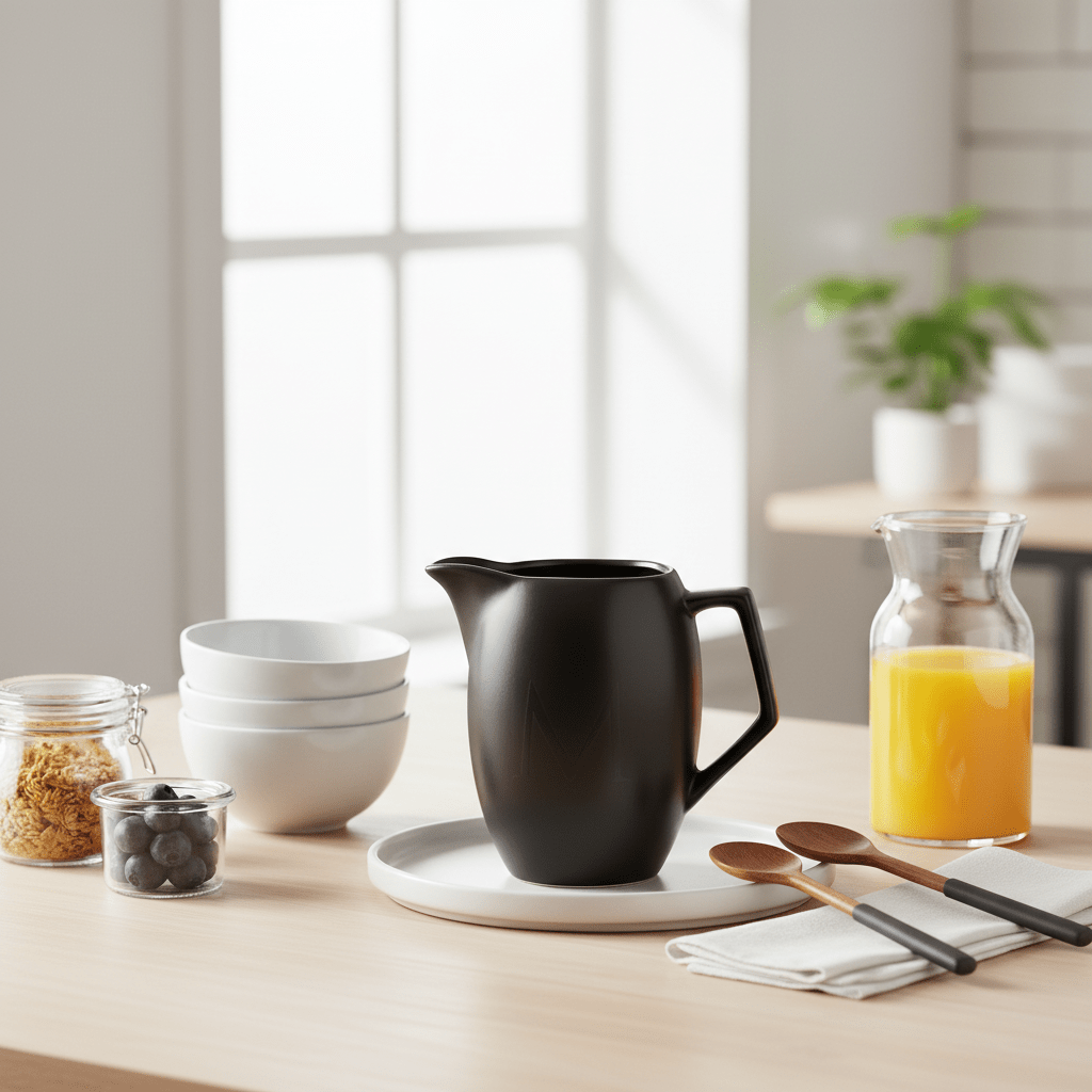 Black Text Milk Jug