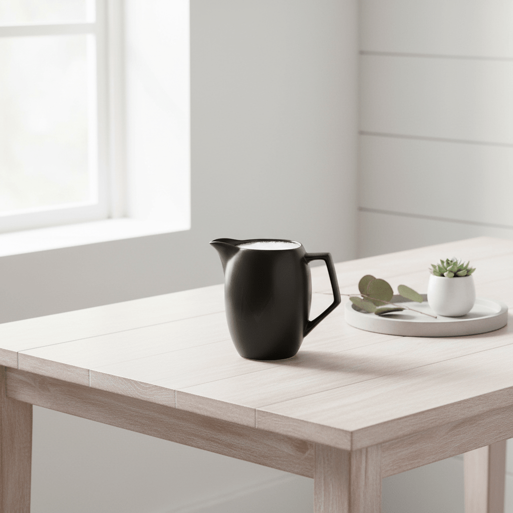Black Text Milk Jug