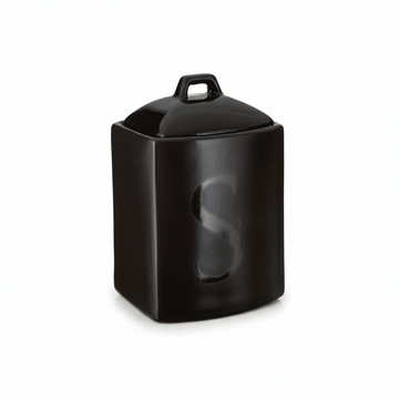 Black Text Sugar Jar