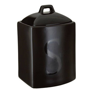 Black Text Sugar Jar