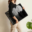 Black Wall Art Japandi Moonrise Over Water with Pine Silhouettes | Set of 3