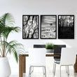 Black White Canvas wall art Forest & Winter Nature Photography Wall Art displayed on a wall in a styled room — view 4