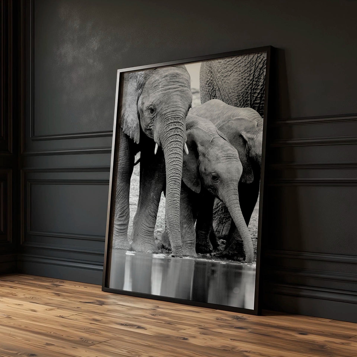 Black White Photography Prints | African Wildlife Elephants Zebra Birds Wall Art | Set of 3