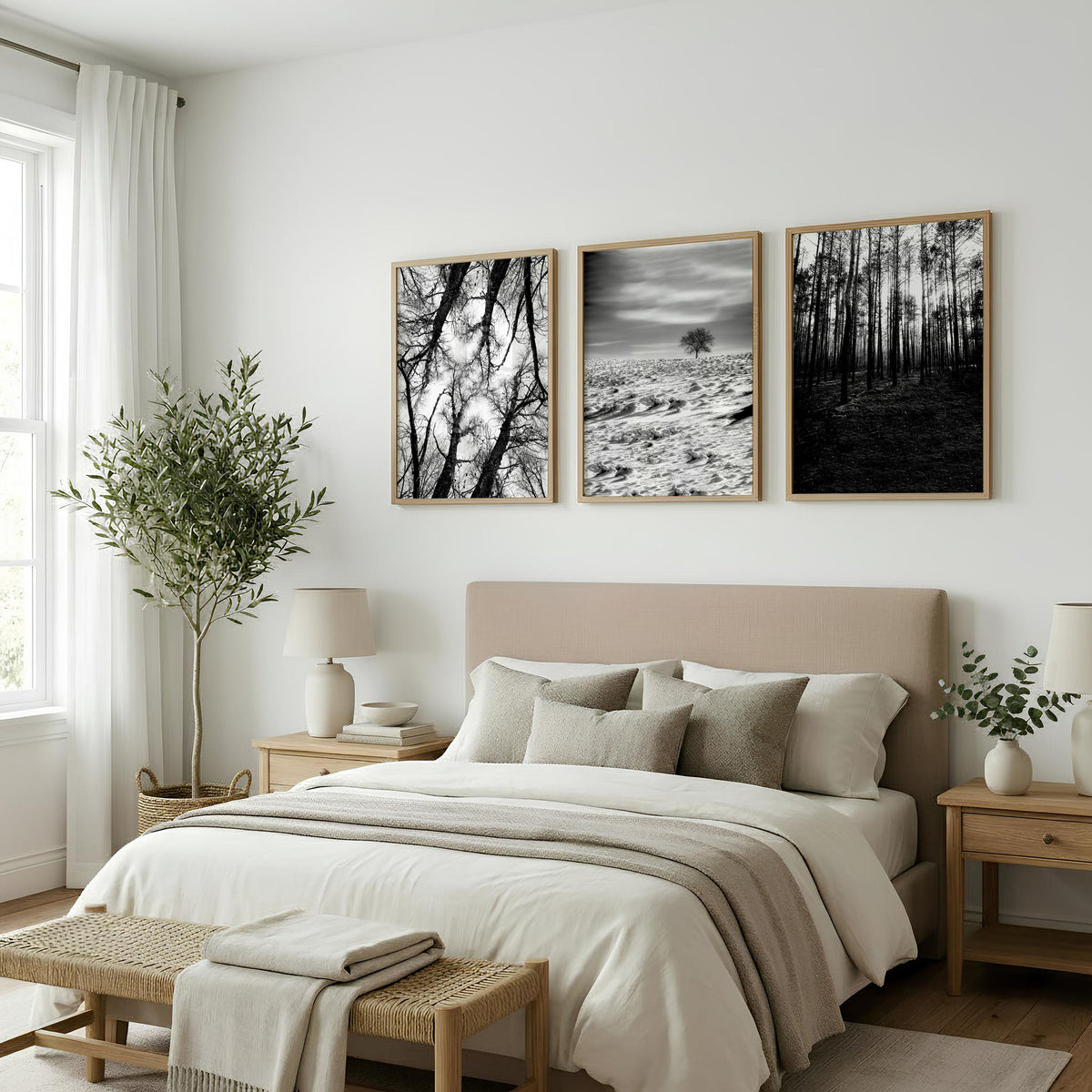 Black White Photography Prints | Winter Nature Landscape Wall Art Prints | Set of 3