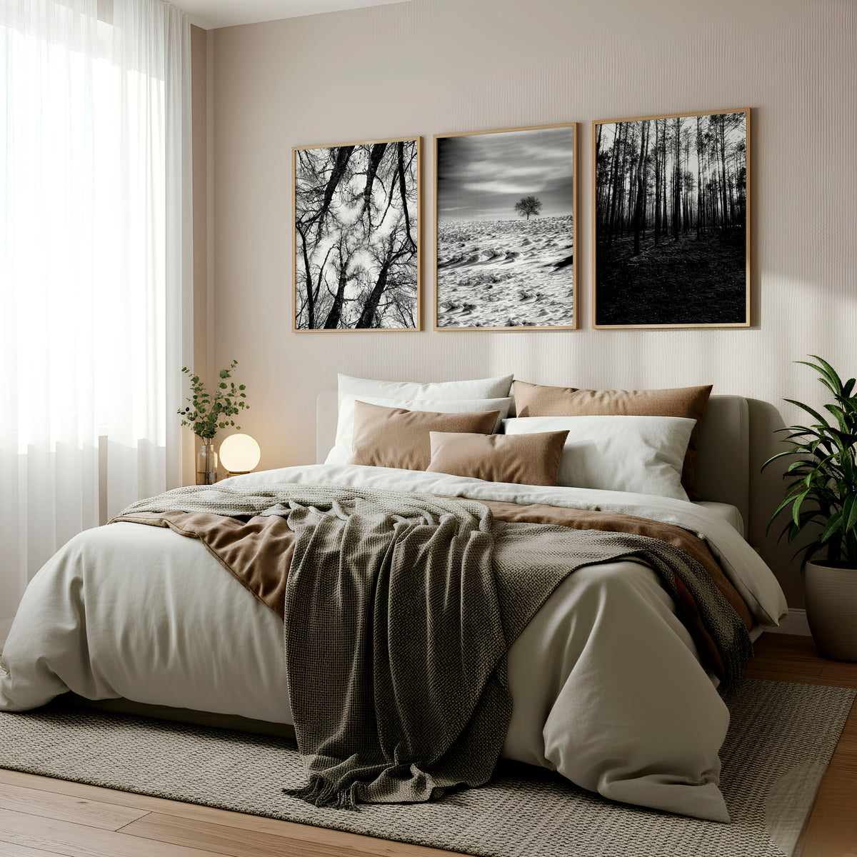 Black White Photography Prints | Winter Nature Landscape Wall Art Prints | Set of 3