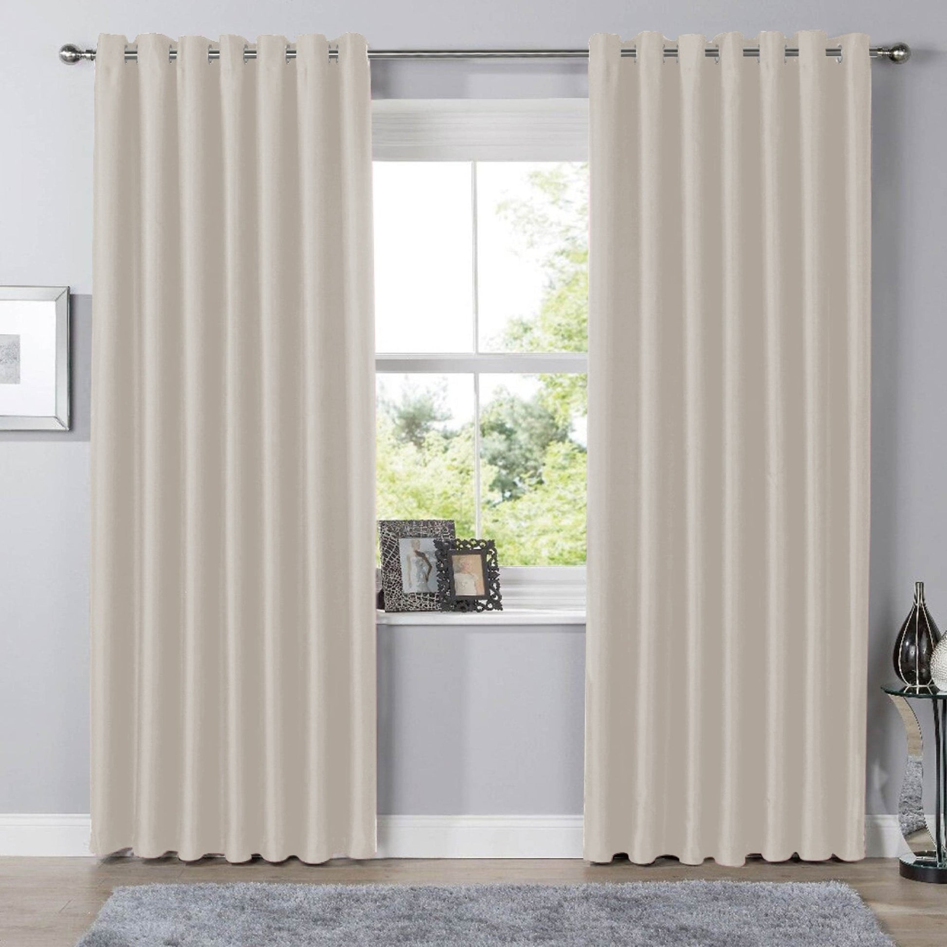 Blackout Natural Eyelet Curtains Thermal Ring Top Window Treatment for Living Room & Bedroom