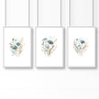 Blue Color Wall Art | Set of 3 Botanical Wall art Prints