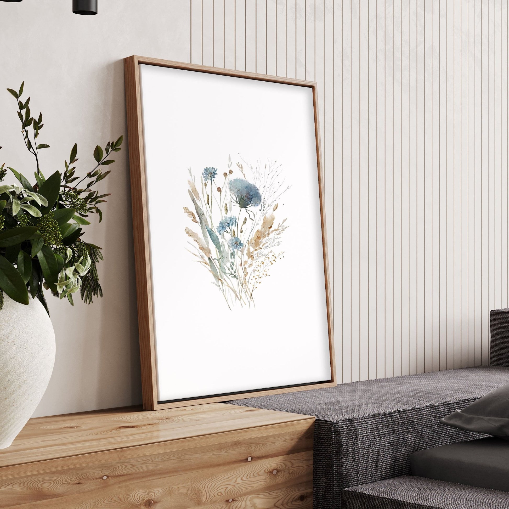 Blue Color Wall Art | Set of 3 Botanical Wall art Prints