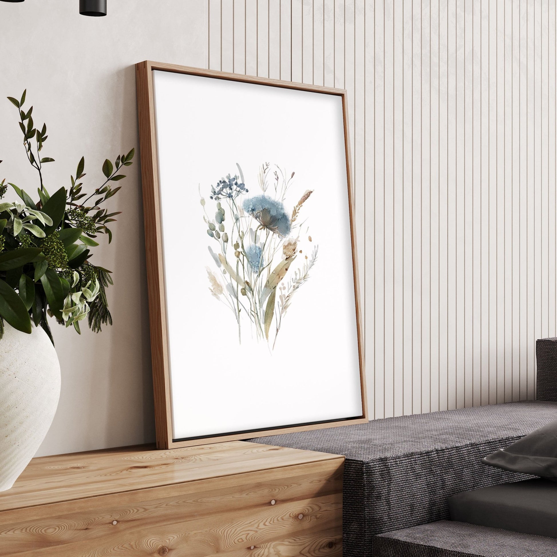 Blue Color Wall Art | Set of 3 Botanical Wall art Prints