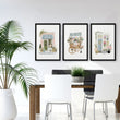 Blue Wall Art Canvas | Botanical Flower Shop & Market Cart wall art displayed on a wall in a styled room — view 4