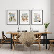 Blue Wall Art Canvas | Botanical Flower Shop & Market Cart wall art displayed on a wall in a styled room — view 6