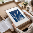 Blue Wall Art Botanical Cyanotype wall art | Indigo Grass, Wildflower & Fern displayed on a wall in a styled room — view 2