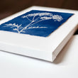 Blue Wall Art Botanical Cyanotype wall art | Indigo Grass, Wildflower & Fern displayed on a wall in a styled room — view 4