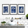 Blue Wall Art Botanical Cyanotype wall art | Indigo Grass, Wildflower & Fern displayed on a wall in a styled room — view 5