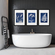 Blue Wall Art Botanical Cyanotype wall art | Indigo Grass, Wildflower & Fern displayed on a wall in a styled room — view 7