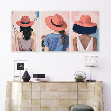 Boho Artwork | Set of 3 Boho Women Wall art Prints
