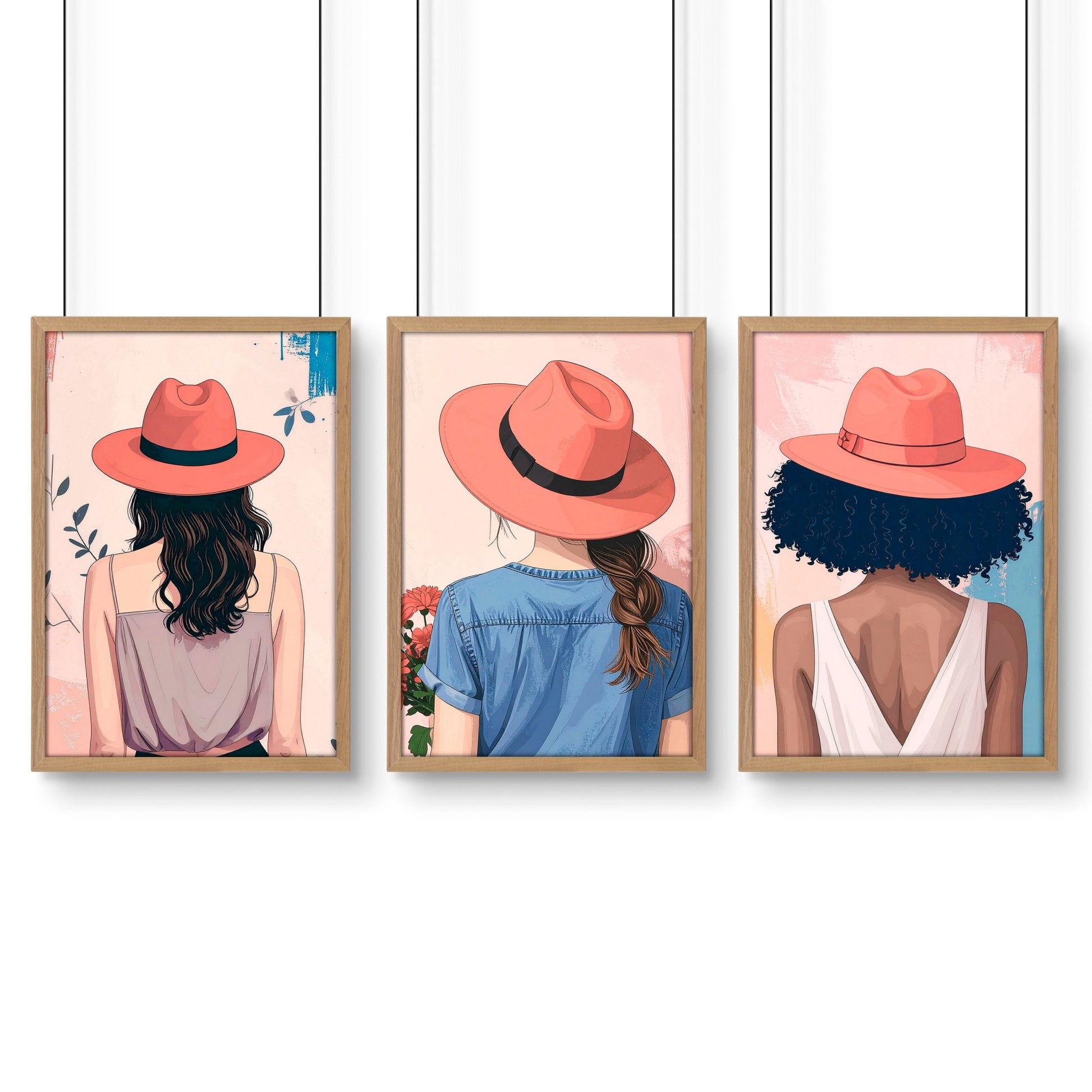 Boho Artwork | Set of 3 Boho Women Wall art Prints