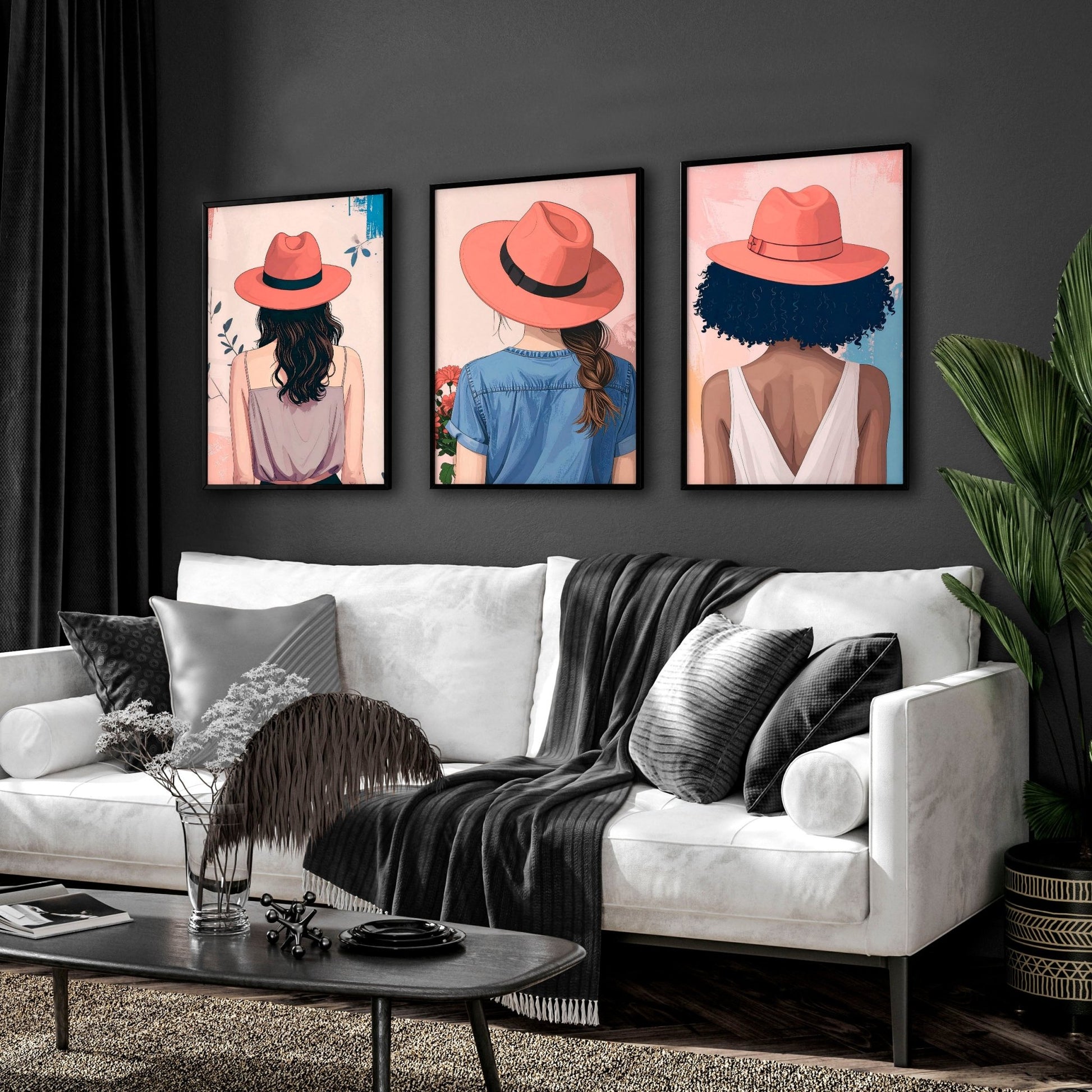 Boho Artwork | Set of 3 Boho Women Wall art Prints