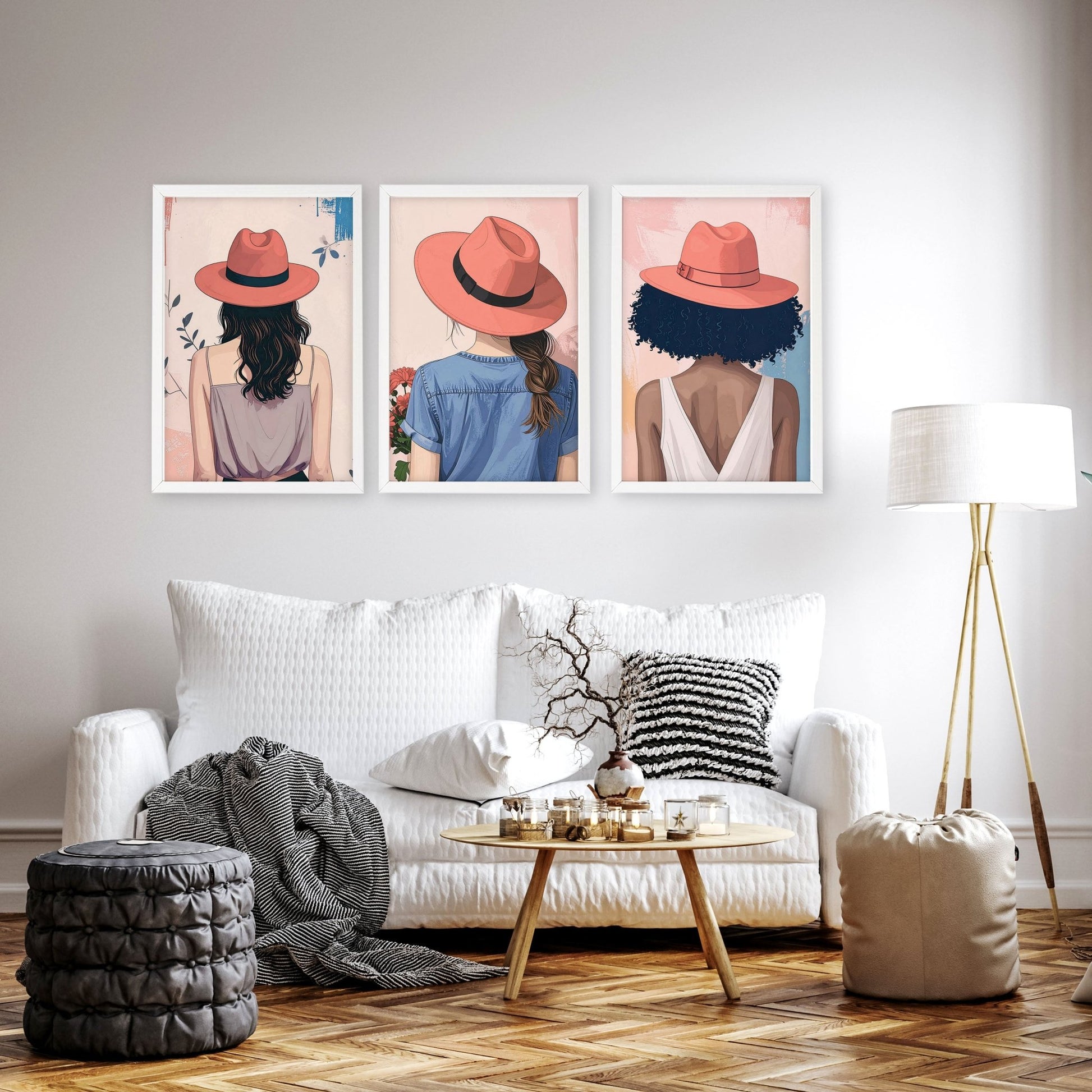 Boho Artwork | Set of 3 Boho Women Wall art Prints