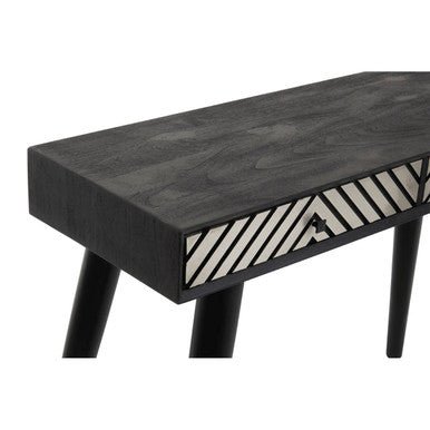 Boho Black and White Two Drawer Console Table