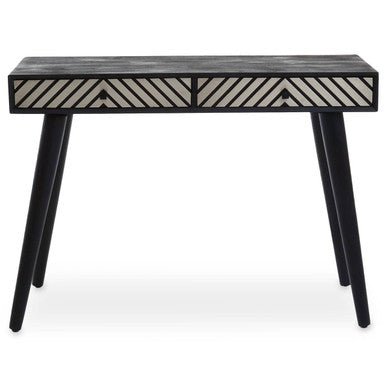 Boho Black and White Two Drawer Console Table