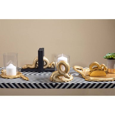 Boho Black and White Wooden Console Table