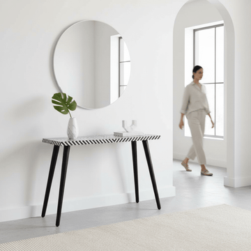 Boho Black and White Wooden Console Table