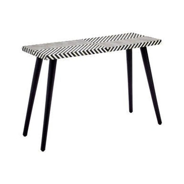 Boho Black and White Wooden Console Table