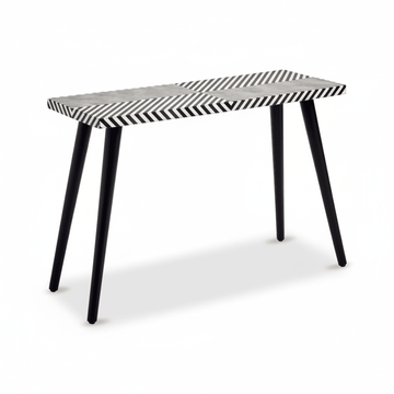 Boho Black and White Wooden Console Table