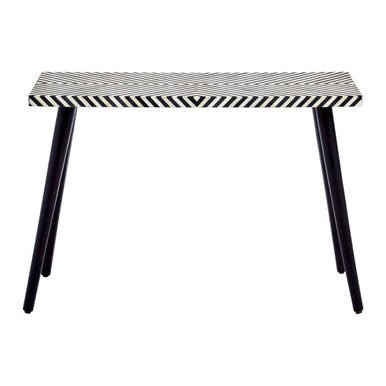 Boho Black and White Wooden Console Table