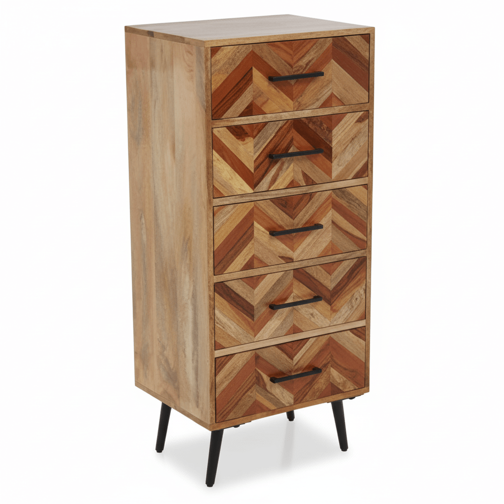 Boho Five Drawer Mango Wood Chest