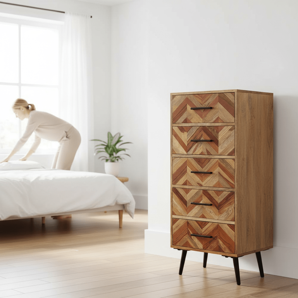 Boho Five Drawer Mango Wood Chest