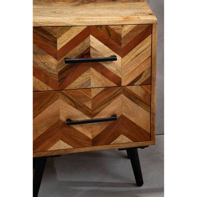 Boho Two Drawer Bedside Table In Mango Wood